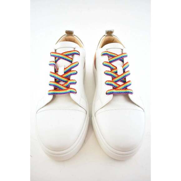 Christian Louboutin Arkenspeed Flat White Rainbow Lace Up Tie Low Top Sneaker 40 - Picture 5 of 12